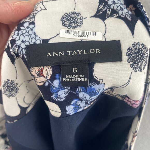 Ann Taylor Skirt Womens 6 Navy Floral Mini Pleated A Line Cotton Stretch Casual - Picture 5 of 10